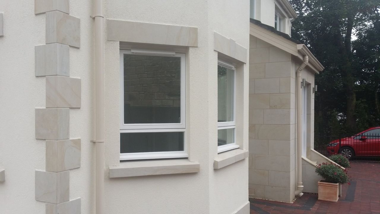 Partial use of stone cladding